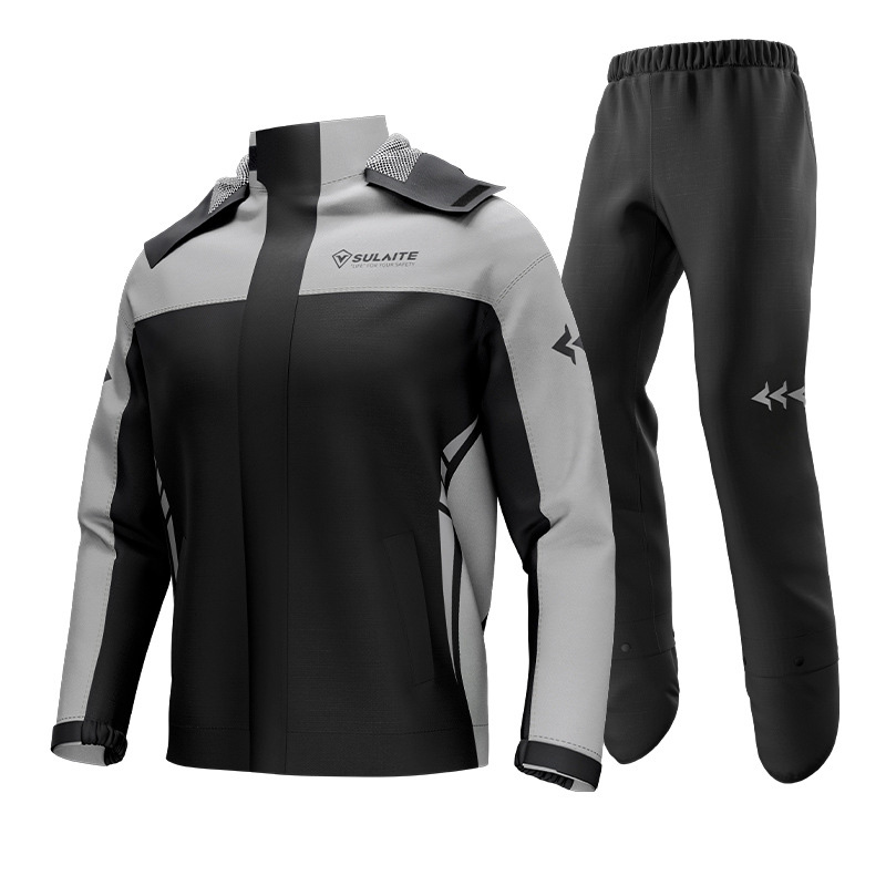 Outdoor Motorcycle aterproof Clothing Ultra-thin Raincoat Set Motocross Breathable Comfortable Reflective Climbing Rain Coat: XXXL / Dark Grey
