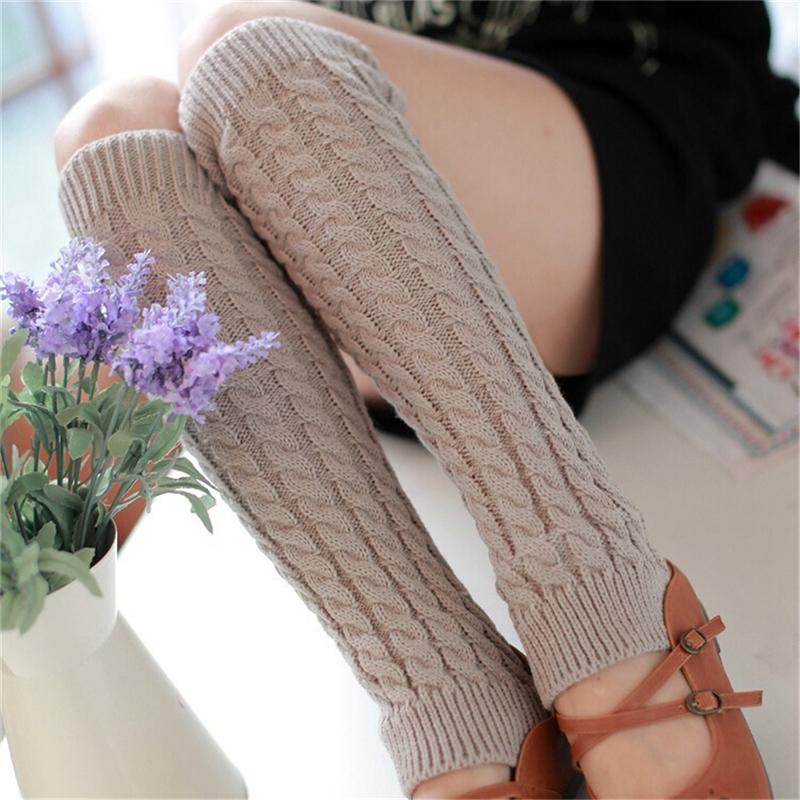 Gaiters Boot Cuffs Woman Thigh High Warm Knit Knitted Knee Socks Black Leg Warmers for Women Christmas: GR