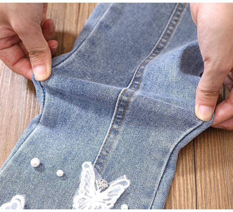 Pantalones vaqueros para niña de 3 a 12 años, pantalón acampanado, ropa de primavera, pantalón informal, pantalón largo de perlas para bebé