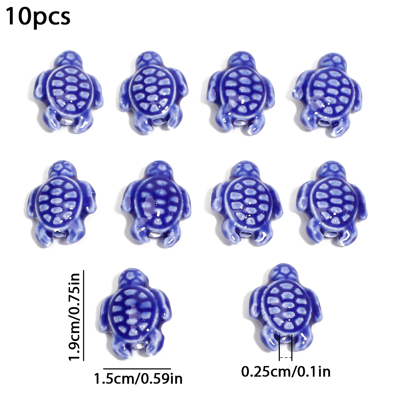 10 Uds. De cuentas coloridas mezcladas de tortuga marina, cuentas espaciadoras de cerámica esmaltadas florales, joyería para hacer DIY, collar, pendiente, pulsera, 19x15mm: Transparente