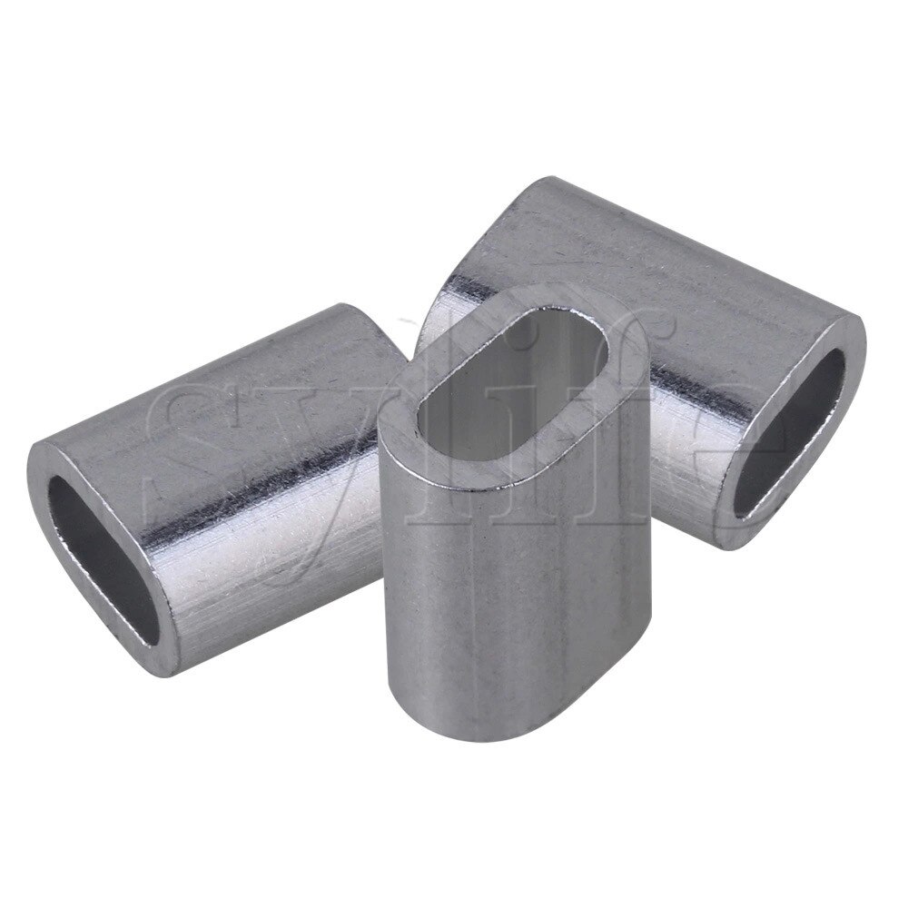 M3 sliverfärgad aluminiumklämma oval vajer hylsa klämförpackning  of 100