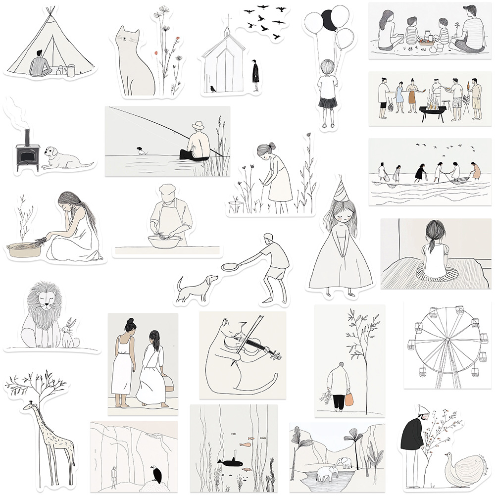 50Pcs Ins Aesthetic Art Stickers Abstract Art DIY Stickers Scrapbooking Phone Luggage Skateboard Decorative Waterproof Decals