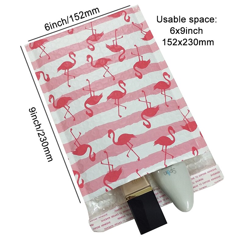 10 stk  #0 6 x 10 tommer lilla poly boble mailer polstrede konvolutter 175 x 230mm selvforseglet postpose boble konvolut emballage konvolutter: Flamingo