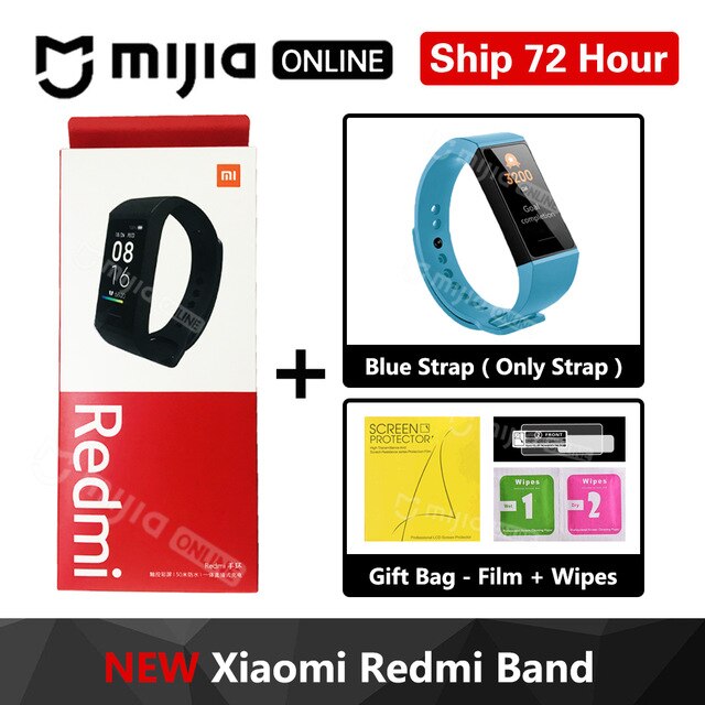 Xiaomi Redmi Band 4 Smart Hartslag Fitness Sport Tracker Bluetooth 5.0 Waterdichte Armband Touch Grote Kleur Screen Polsband: Add Blue Strap