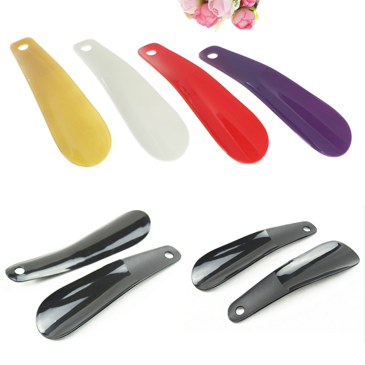 16CM Shoe Horns Black Plastick Shoe Horn Spoon Shape Shoehorn Shoe Lifter Flexible Sturdy Slip