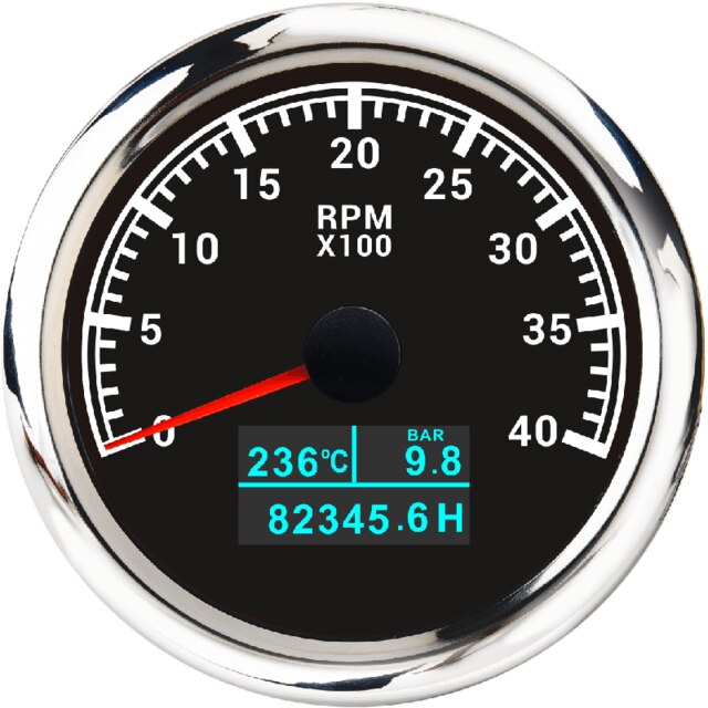 3 in 1 Tachometer Gauge 8000/ 6000/ 4000 RPM 85mm Waterproof Tacho Meter LED Water Temp Oil Pressure Hour Meter For Boat Car: 4000-BS