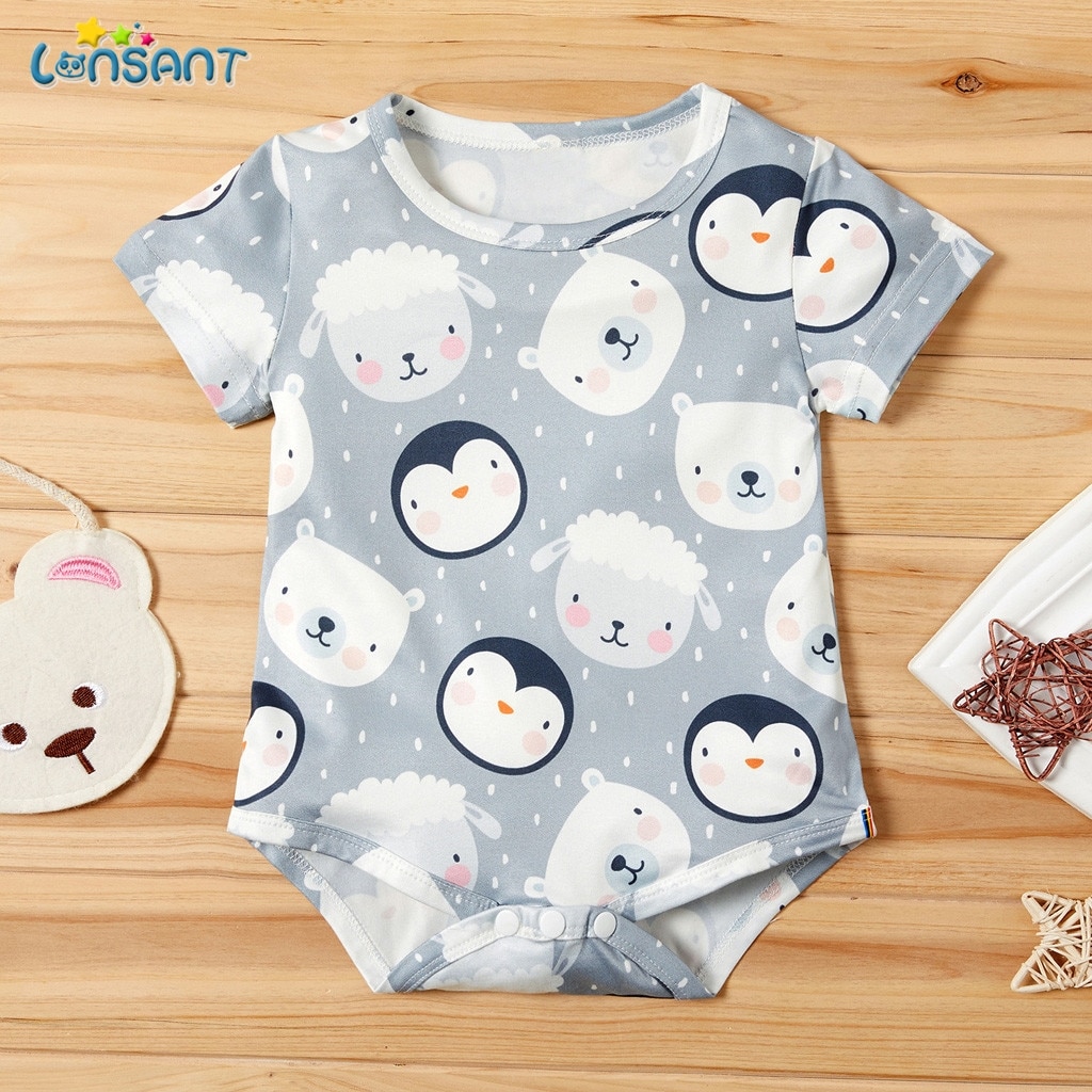 LONSANT Baby Bodysuit Newborn Boy Girl Clothes Newborn Short Sleeve Onesie Cotton Unsisex Body Clothing N30