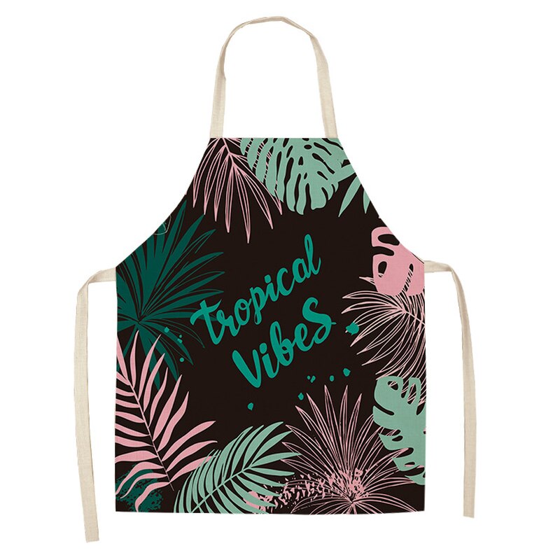 1 stuk hallo zomer groene plant keukenschort katoenen linnen schorten voor vrouwen koken bakken restaurant koken mouwloze schorten