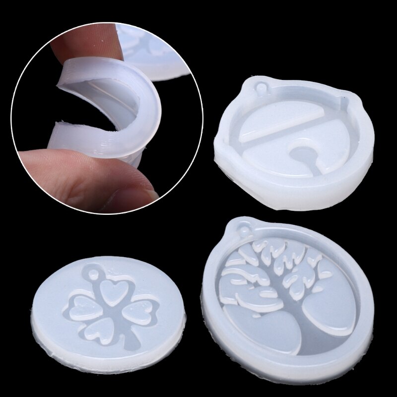 UV Resin Jewelry Liquid Silicone Mold Clover Bell Tree Frame DIY Jewelry Pendant 50PB