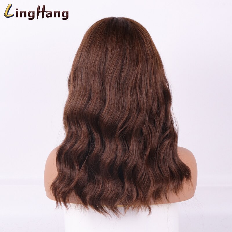LINGHANG, pelucas de Rubia larga con flequillo, pelucas onduladas sintéticas resistentes al calor para mujeres, pelos de Afro-Americana