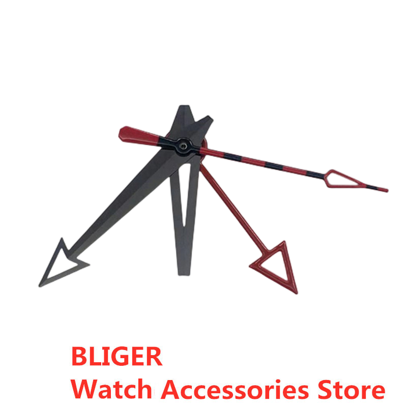 BLIGER Silver Watch Hands Red Blue Green GMT Pointers Fit NH34 Movement Green Luminous 4 PCS: Fluorescence Yellow