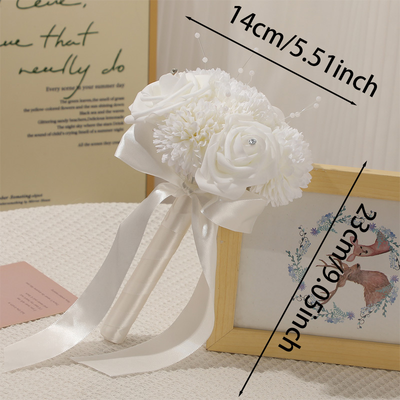 Brautstrauß-einstellen für brautjungfern – handblumen zur dekoration von kirchenhochzeiten, Ideal für bräute und hochzeitsfeiern