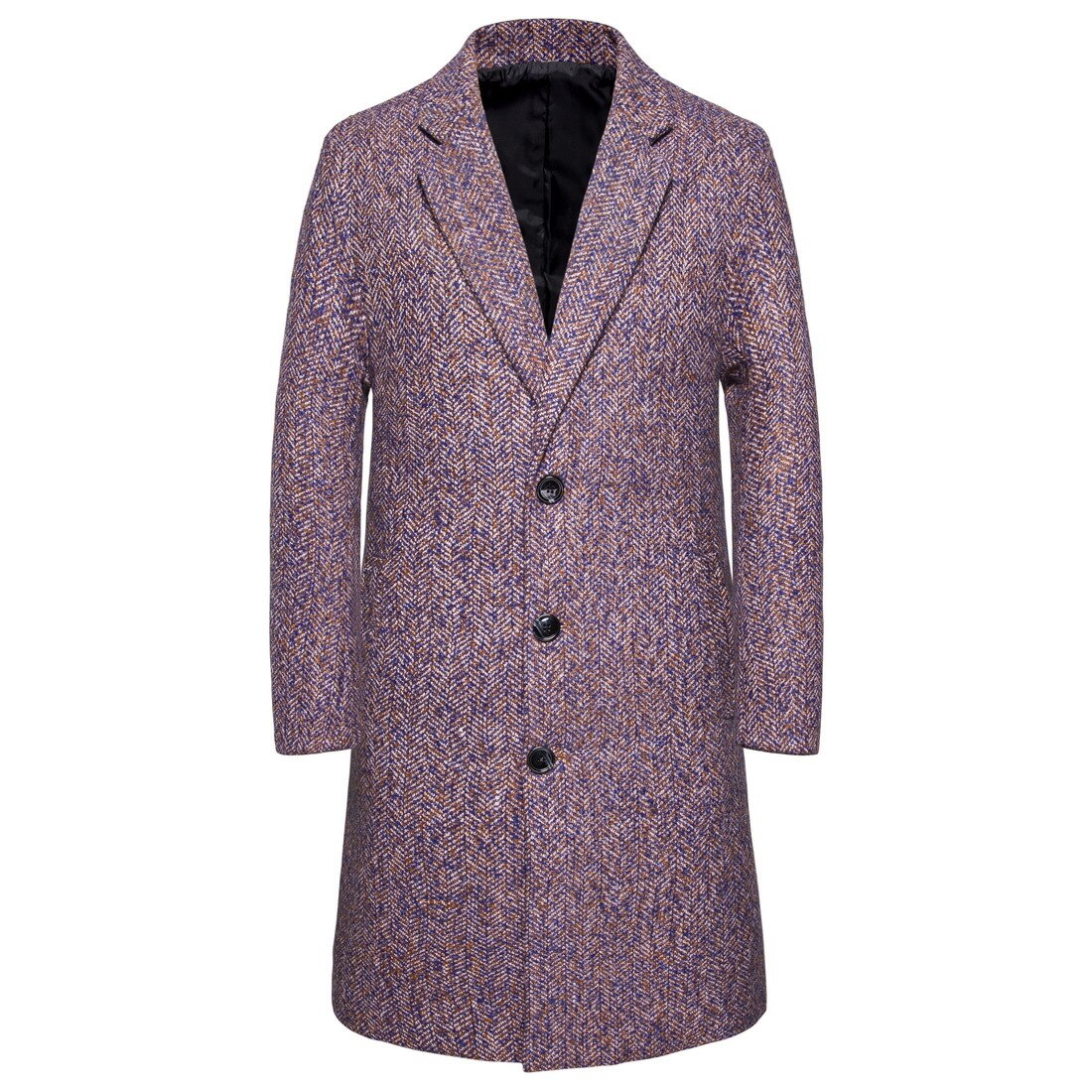 Men Wool Blends Coats Autumn Winter Men's Wool Jacket Luxurious Brand Clothing Long Trench Overcoats Men Clothing: Fuchsia / M