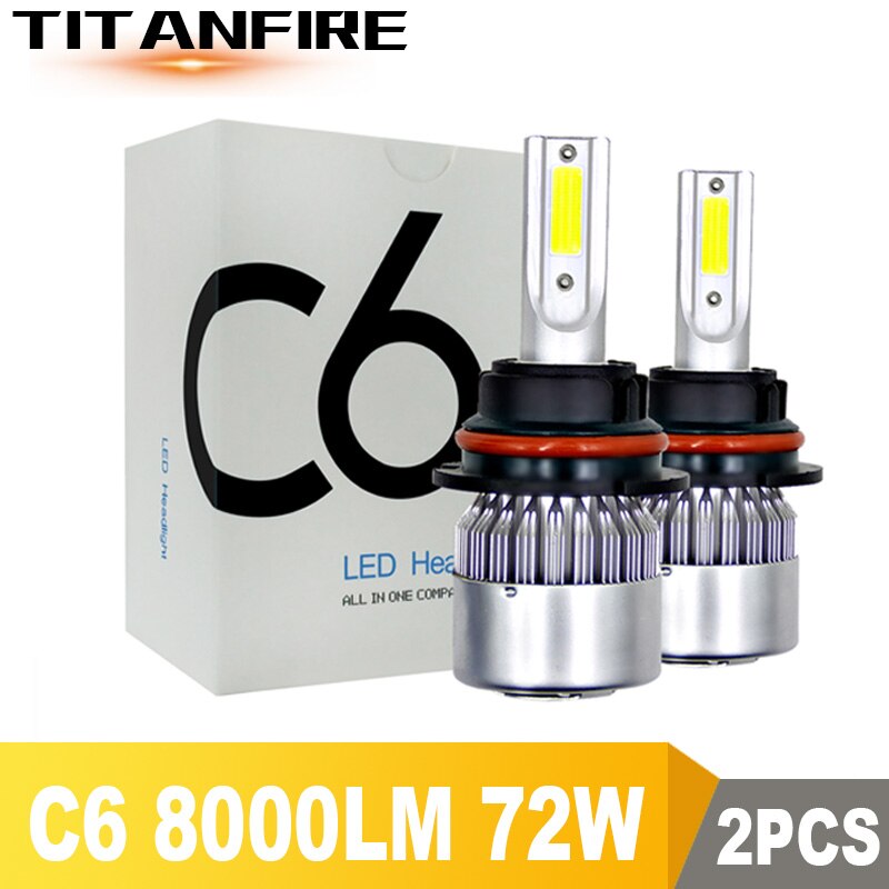 2Pcs/lot C6 LED Headlights Bulbs Conversion Kit Lights 72W 8000LM HB3 HB4 9004 9005 H1 H3 H4 H7 Auto COB Car 6000K: H3