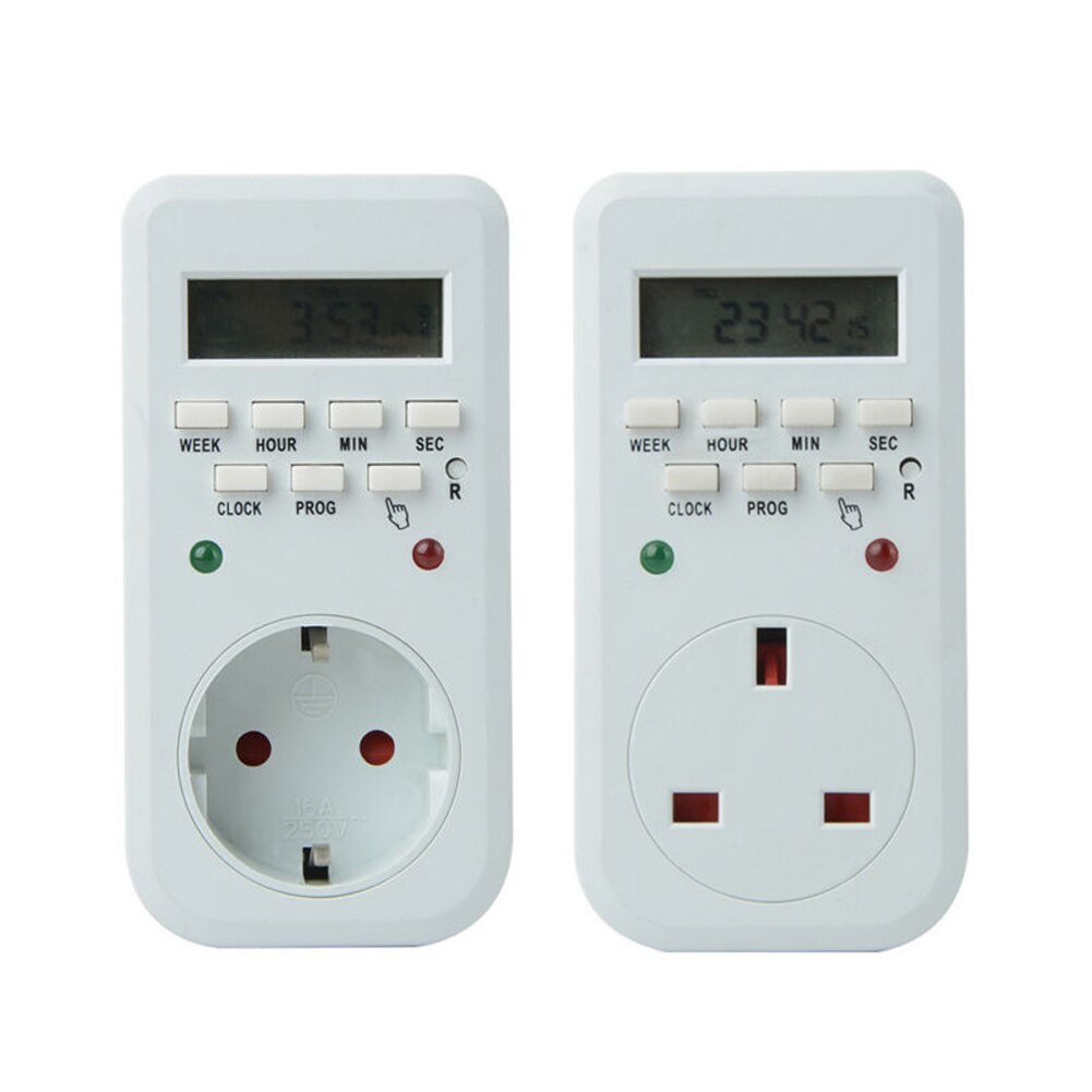 UK/EU Plug LCD Digital Timer Outlet 7 Day Programmable Wall Timer Switch Timer Switch Light Switch Timer Programmable