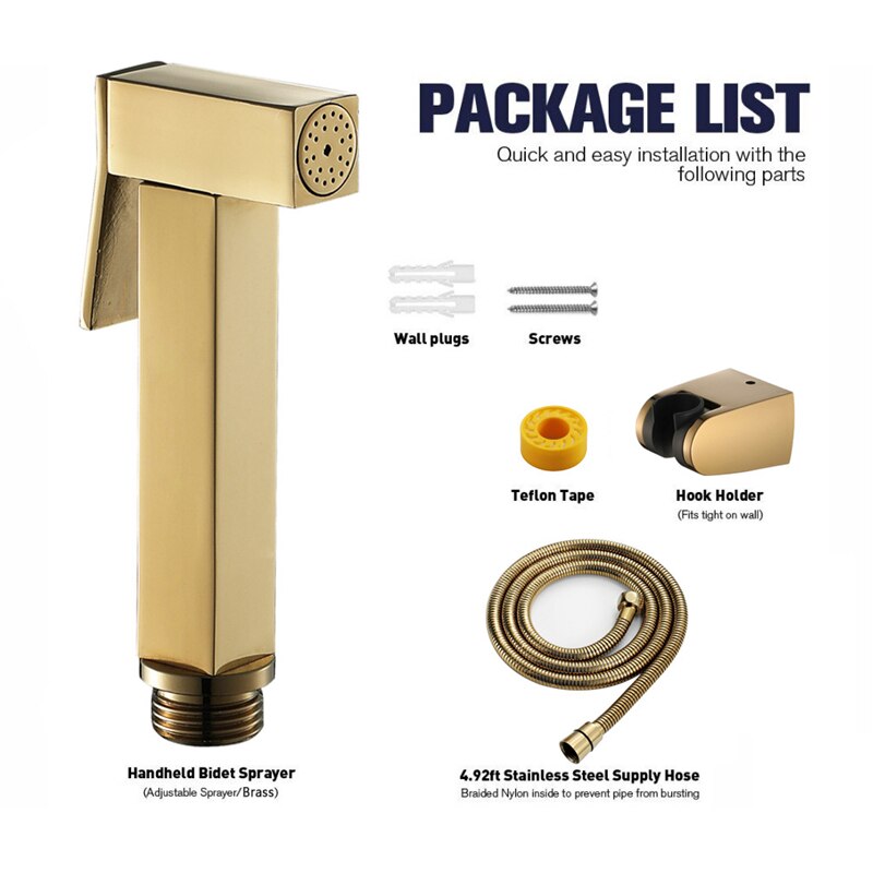 Wall Mounted Bidet Kranen Set Bidet Wc Kraan Douche Met Hand Held Sproeier Douche Goud Pvd Bidet Douche Set: Set