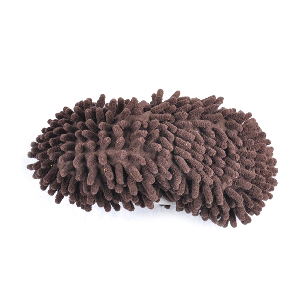 Lazy Mopping Shoes Cover Washable Chenille Fibre House Floor Cleaning Dust Mop Slippers Foot Socks Mop Shoes Duster Cloth: 1pcs Brown
