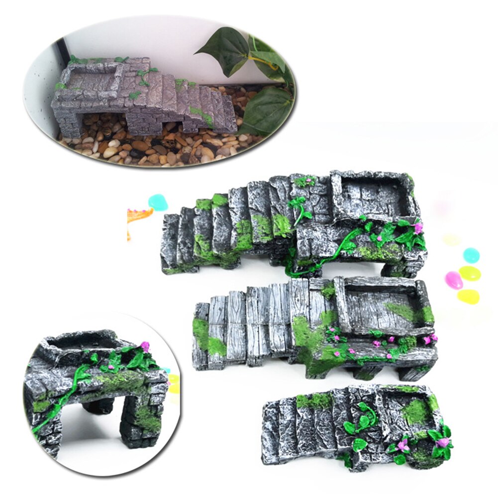 Aquarium Fish Tank Simulation Pet Turtle Terrace Resin Turtle Step Climbing Terrace Island Reptile Hide Point Aquarium Landscape