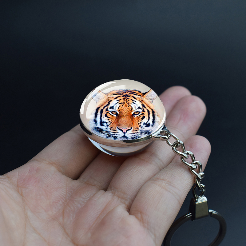 Tiger Picture Keychain Crystal Ball Jewelry Year of The Tiger Year Glass Ball Jewelry 35MM Keychain Year for Family: 12