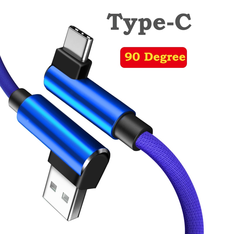 CXV 90 Graden Type C Usb-kabel voor Huawei P20 P30 Pro Snel Opladen USB C Kabel Voor Samsung S10 s9 Xiaomi Redmi USBC Datakabel