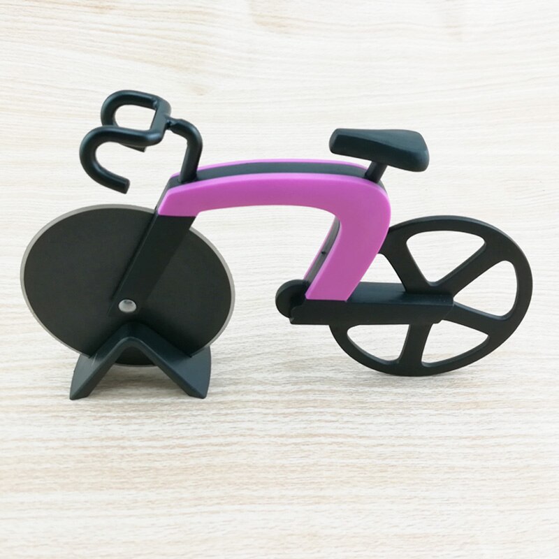 Bicycle Pizza Cutter Wheel Stainless Steel Plastic Bike Roller Pizza Chopper Slicer Kitchen Gadget HEE889: Pink