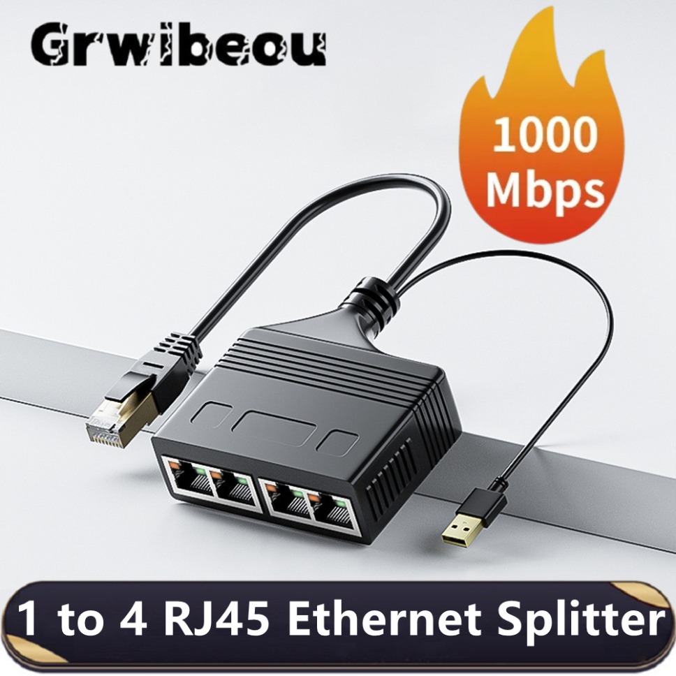 1 to 4 nettverk  rj45 splitter nettverkskabel splitterforlengeradapter kontakt fire enheter deler internett samtidig