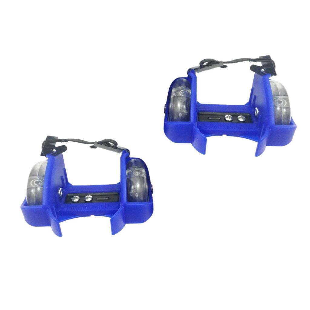 Portable Flashy Rollers Light up Wheel Heel Skates Roller Adjustable Strap: Blue