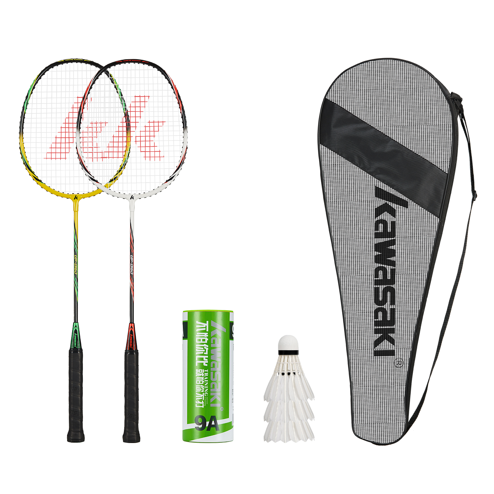 Kawasaki Badminton Racket 1U Aluminiumlegering Badminton Racket Met String Up-0160 Met Gratis Shuttle: YellowGreen