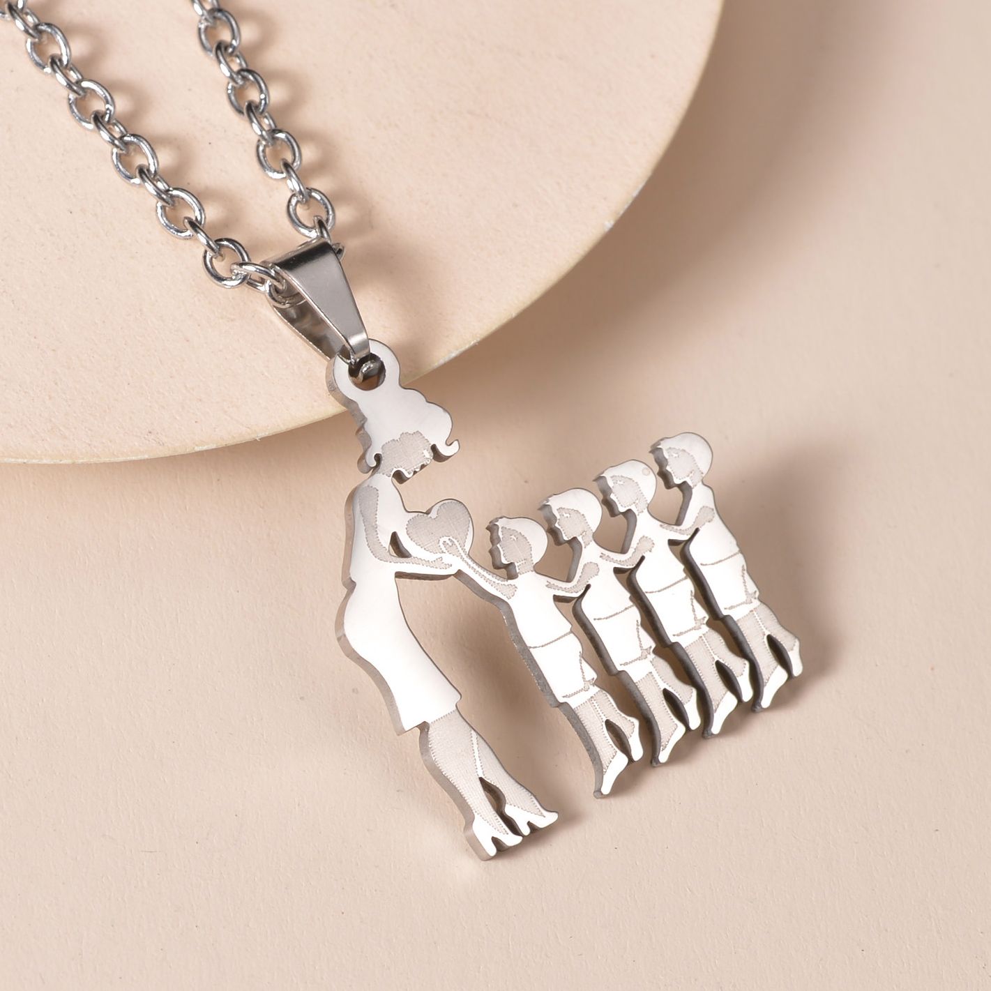 Mothers and Children Family Stainless Steel Necklaces Silver Color Multiples Kids Pendant Necklace Jewelry Mother's Day: Blue Zinc