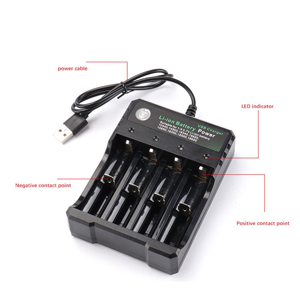 Universal Smart Rechargeable Li-ion Battery Charger for 18650 18500 16340 14500