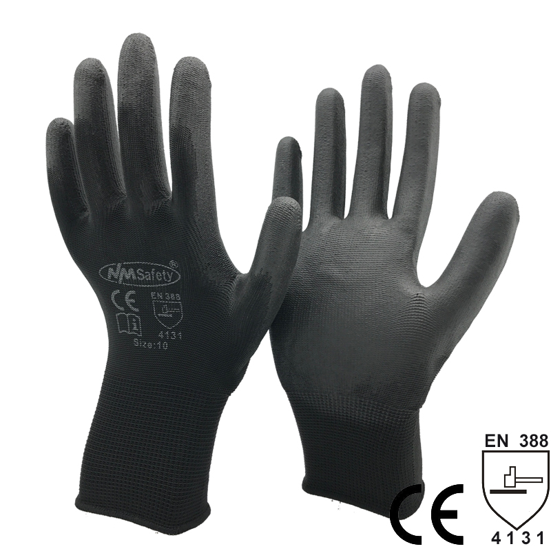 24 piezas/12 pares de guantes de trabajo para revestimiento de palma de PU guante protector de seguridad proveedores de seguridad profesionales de nitrilo: YELLOW / XXL