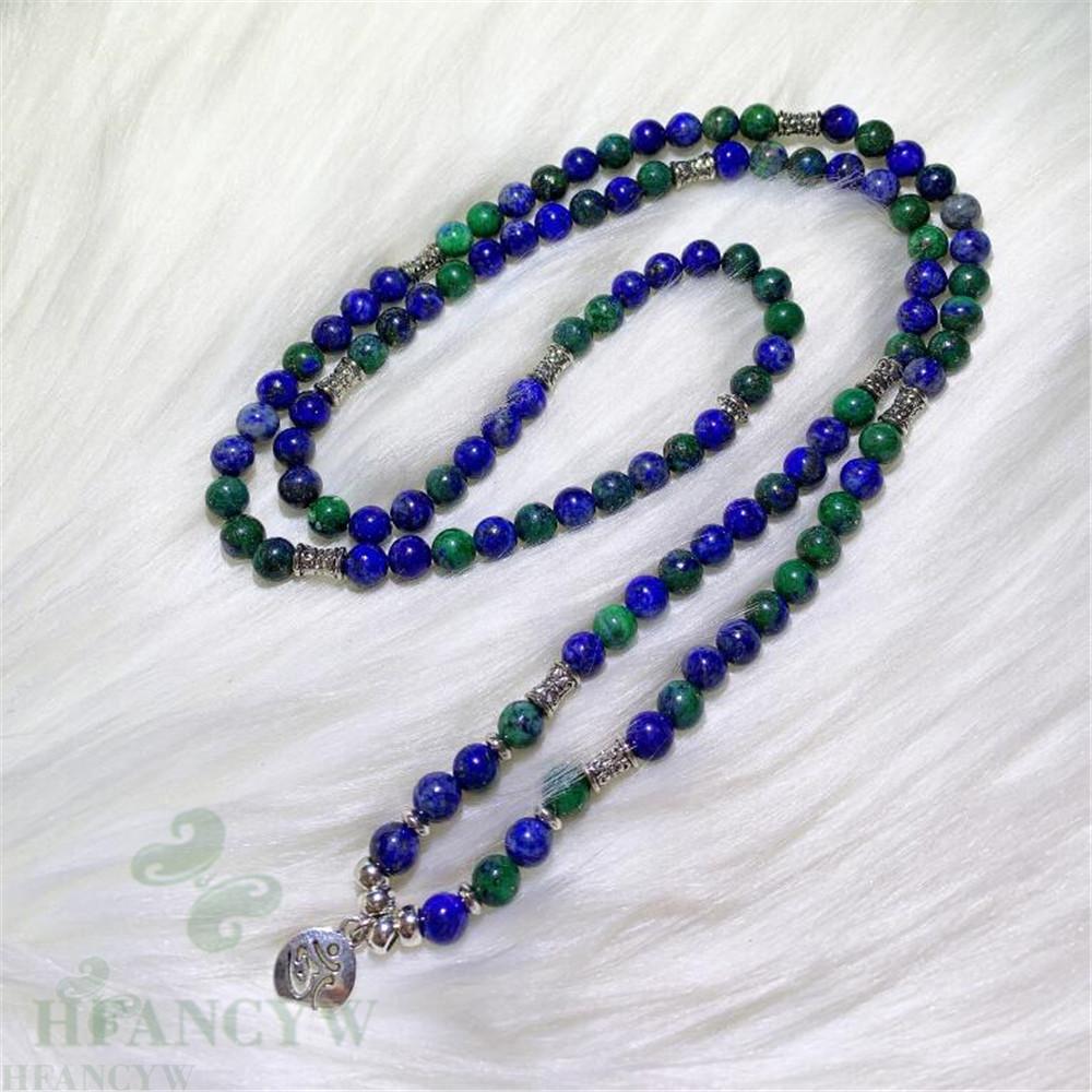 6 millimetri Lapis lazuli Naturali malachite OM Pendente 108 Collana di Perle di Spiritualità Fatti A Mano Classico di Guarigione Meditazione chic Polsino