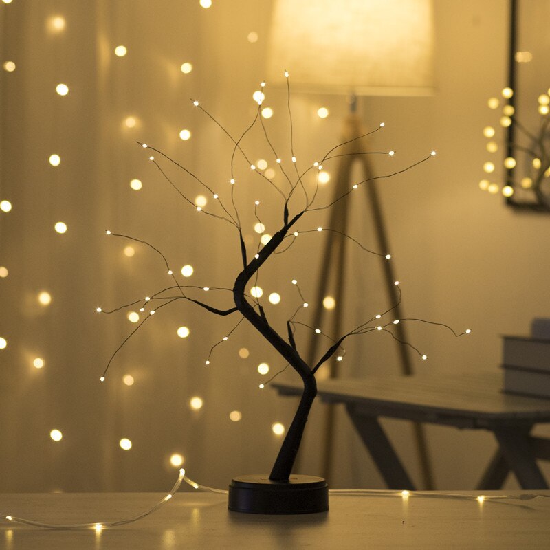 THE FAIRY LIGHT SPIRIT TREE SPARKLY TREES LED Night Light Mini Christmas Tree Copper Wire Garland Lamp Fairy Lights Lamp: E