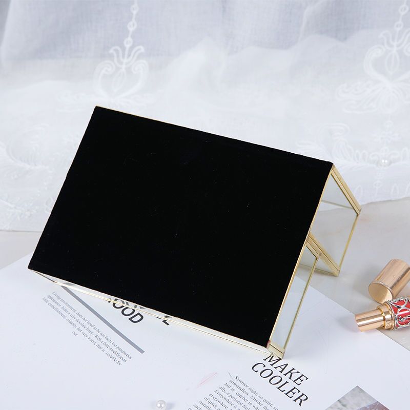 Glass Makeup Organizer Bathroom Cosmetic Organizer With Golden Covered Edge Pencil Box Perfume Makeup Tools Lipstick Organizer