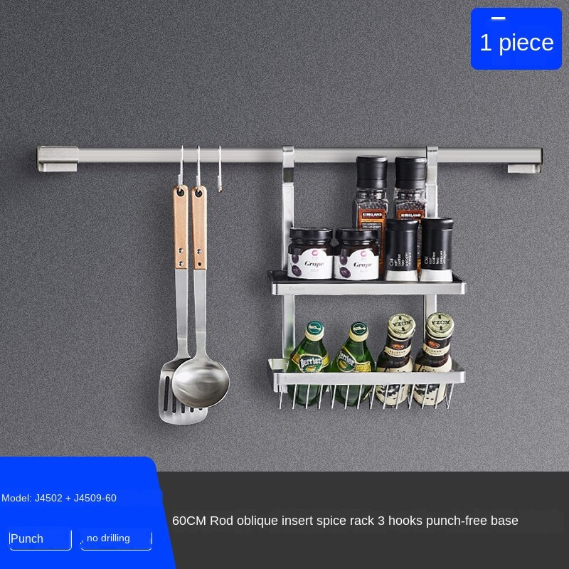 Stainless steel kitchen shelf wall hanging sauce rack hanging rack kitchen counter storage rack: style 3