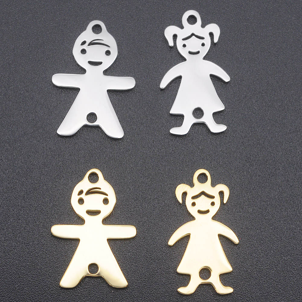 5 Stks/partij 316 Roestvrij Staal Jongen Meisje Familie Charm Hanger Dochter Bedels Voor Armband Maken Sieraden Hanger