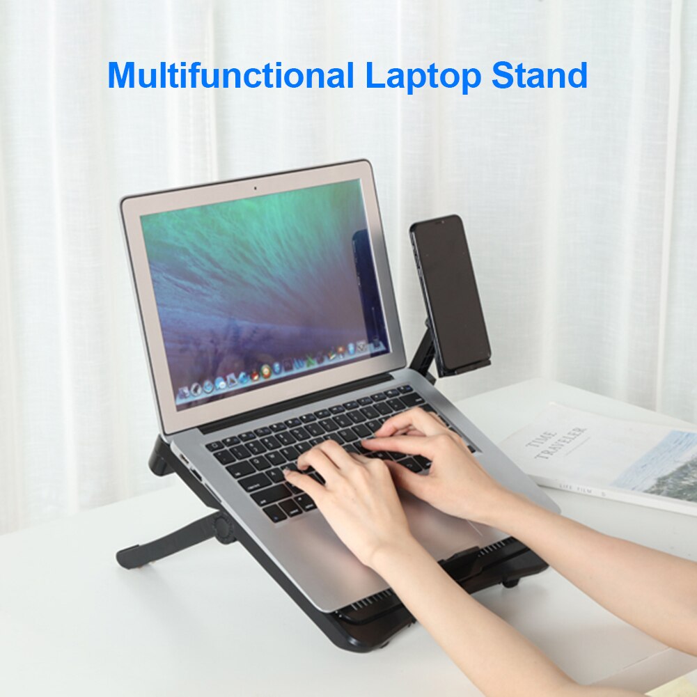 Rutschfester laptopständer mit kühlung, integrierten, faltbaren handyhaltern und mehrfach verstellbarem winkel für macbook pro notebook-ständer