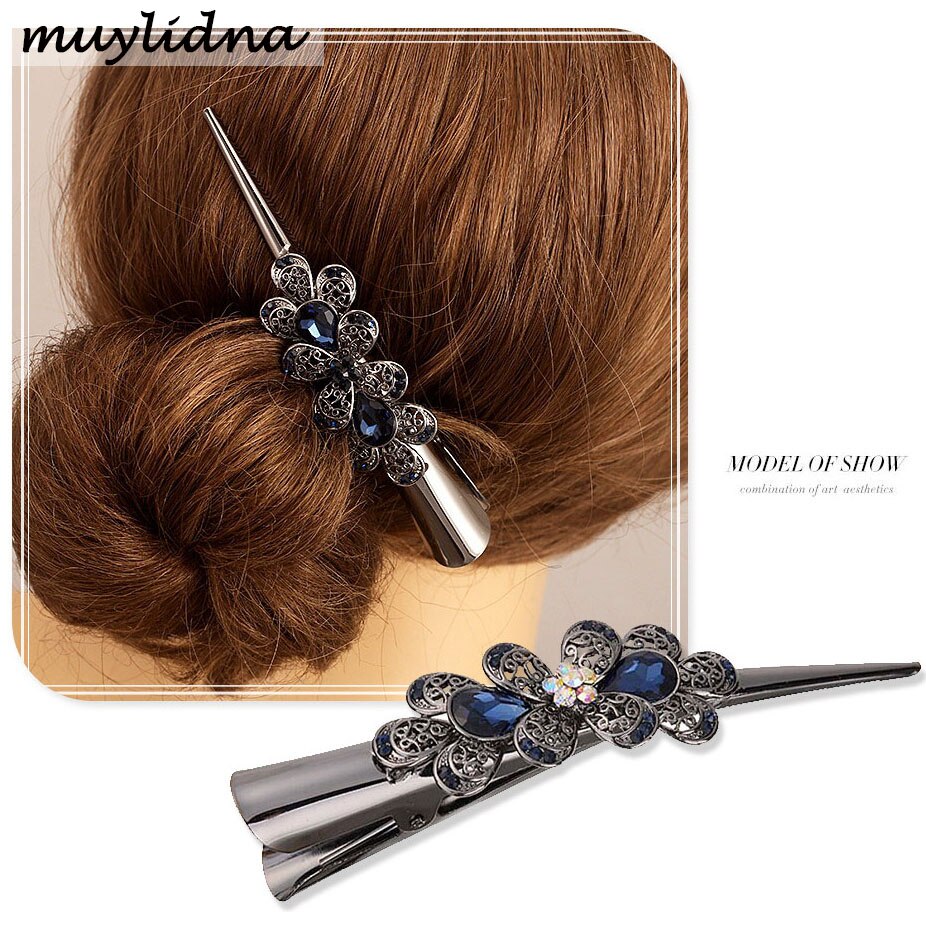 Retro Hair Jewelry Rhinestone Crystal Flower Hairgrips Hair Clips Women Hair Accessories