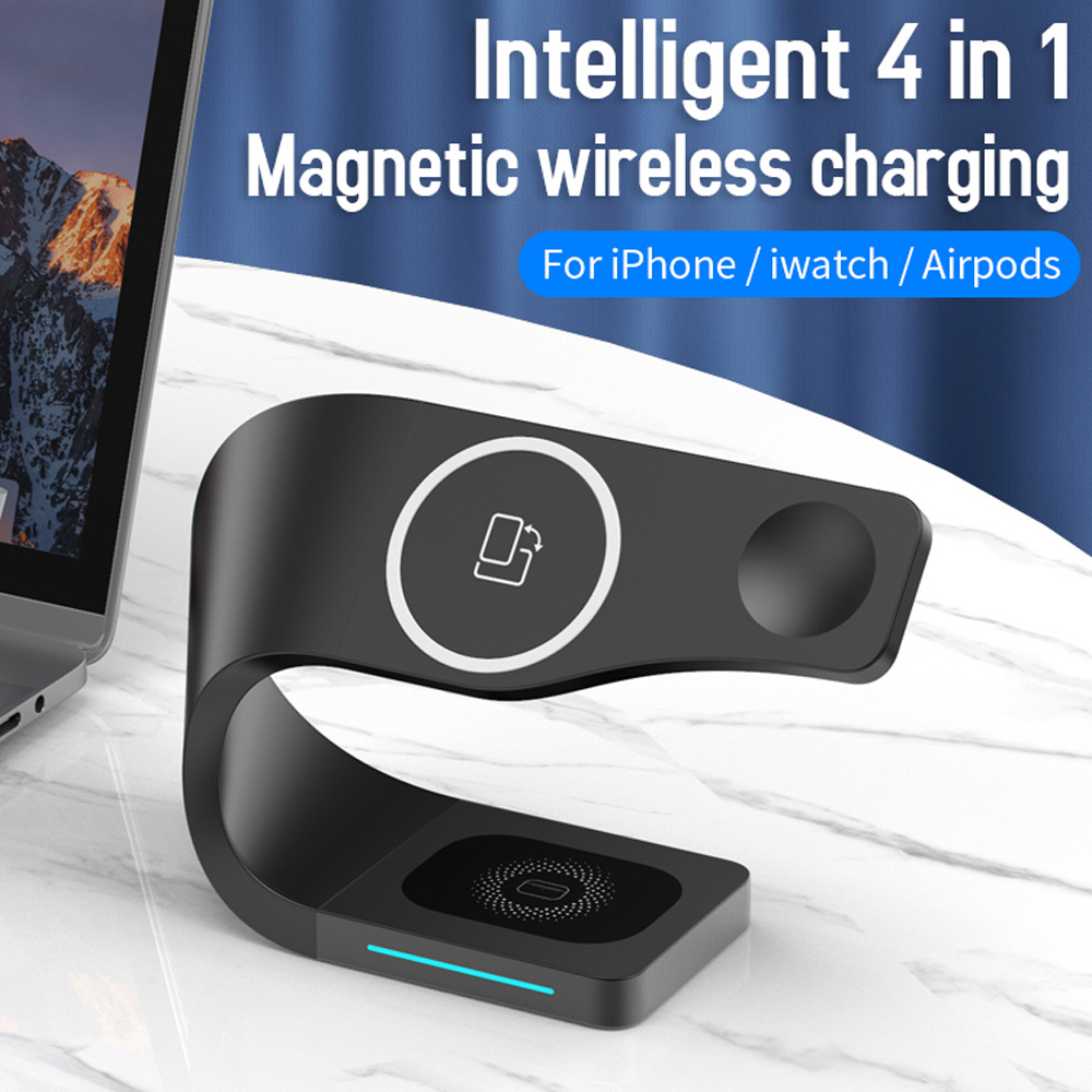3 in 1 magnetiskt trådlöst laddarställ för iphone 12 13 pro max qi snabbladdning induktionsladdare för apple watch airpods
