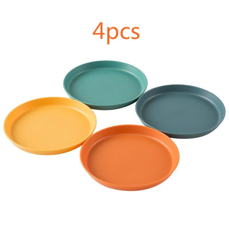 Plastic Voedsel Saus Schotel Leuke Ronde Snacks Fruitschaal Vierkante Dessertbord Keuken Huishoudelijke Dienblad Gerechten Afvoer Rack Set: round Four color