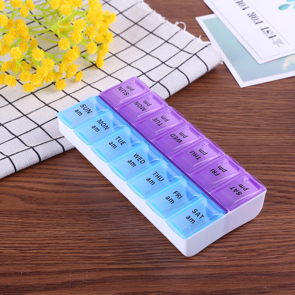 14/7 Grids 7 Dagen Wekelijkse Pillendoosje Geneeskunde Tablet Dispenser Organizer Pillendoosje Splitters Pill Organizer Container