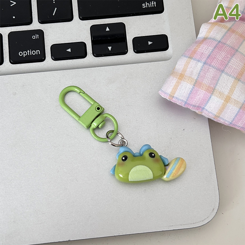Cartoon Frog Key Chain Cute House Vase Photo Frame Frog Pendant Car Key Ring Backpack Charms Bag Decor Accessories: Chocolate