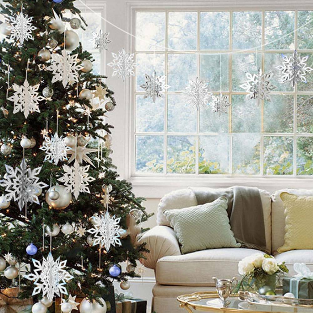 6 stk snefnug hængende dekorationer julefest vedhæng xmas ornamenter hjem år 3 forskellige størrelser 3d snefnug ornamenter