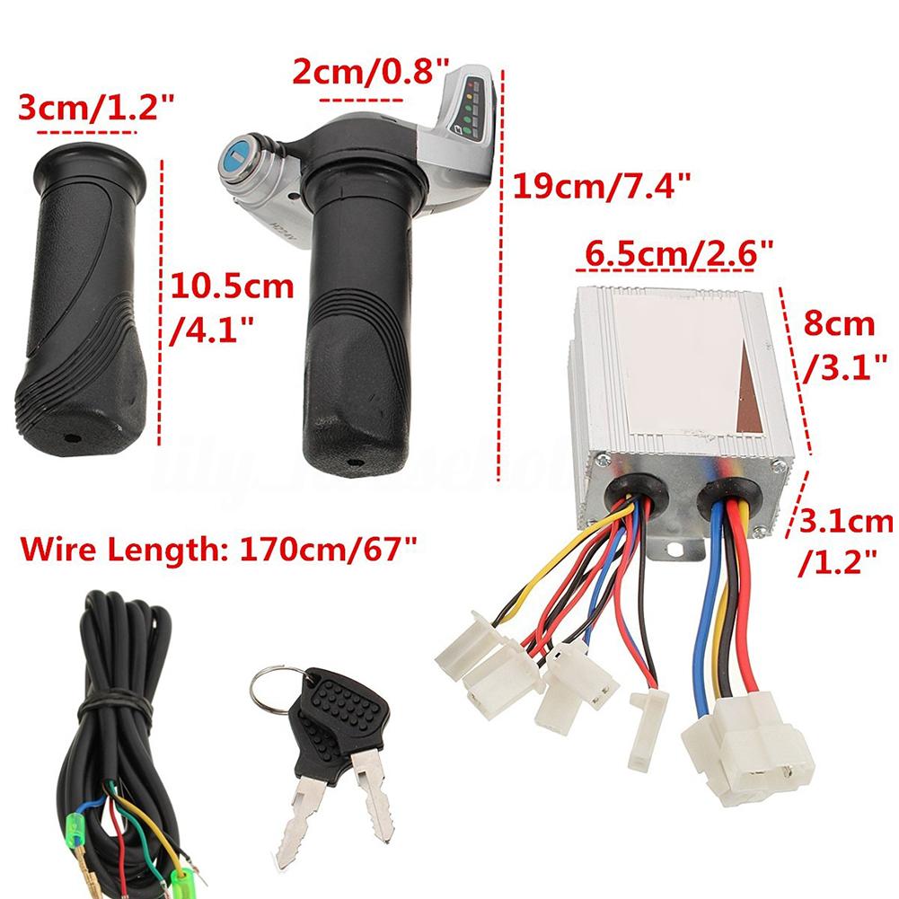 Controlador de cepillo de velocidad del Motor de 24V 500W CC con agarre de torsión del acelerador para bicicleta patinete controlador cepillado de Motor eléctrico