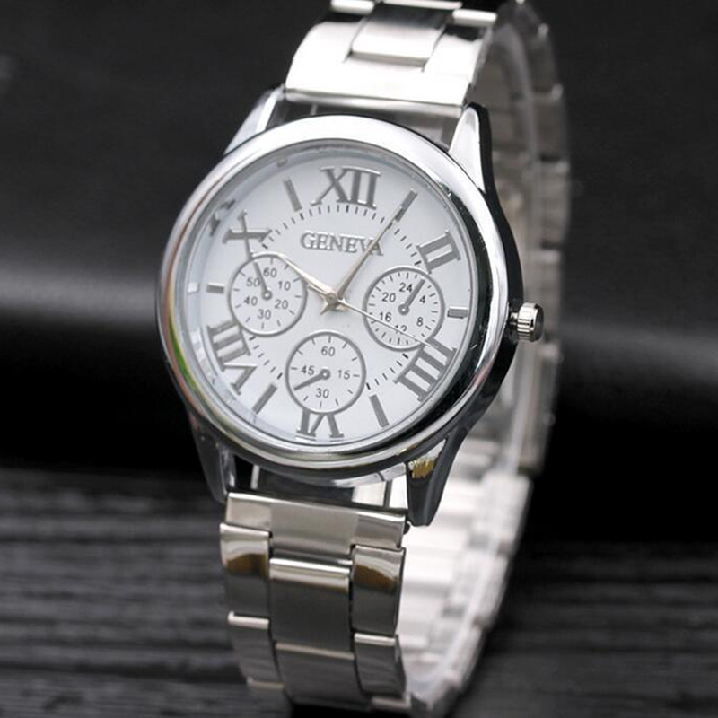 Reloj de cuarzo informal MAYZHISU para hombre, reloj de pulsera de cuarzo de acero inoxidable con 3 ojos dorados de gama alta, reloj masculino de lujo ligero: Café