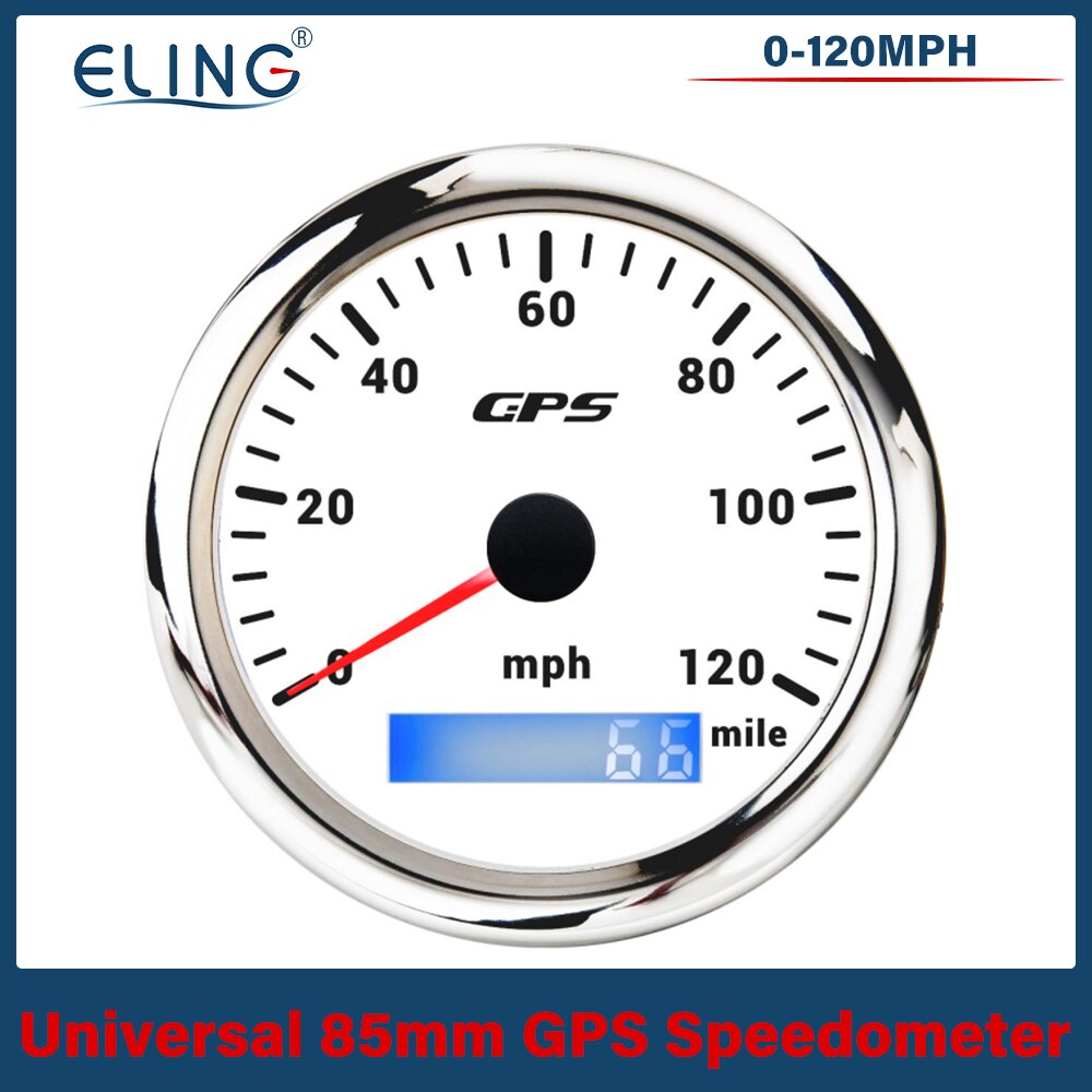 Velocímetro universal 30/60/120/200 km/h 30/60/80/120/160/200mph de eling de 85mm gps com luz de fundo de 7 cores da antena de gps para o carro do barco: 120MWS