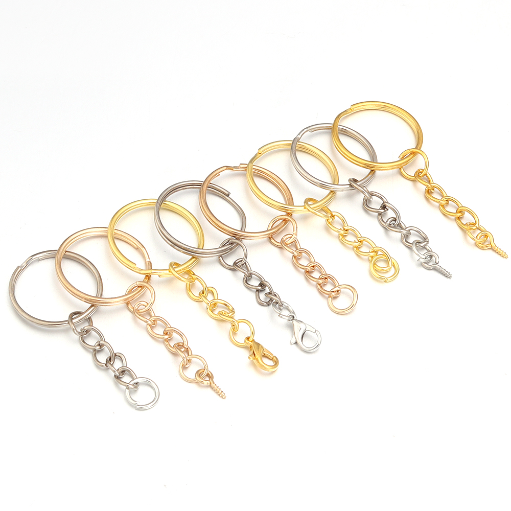 10 unids/lote llaveros de hierro llavero en blanco llavero con anilla dividida llavero anillos DIY hallazgos hacer accesorios de llavero