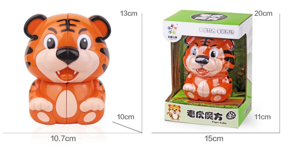 Dier Kubus Puzzel Panda Tijger Muis Pinguïn Stress Speelgoed Magic Cubes Kid Speelgoed Sleutelhanger Strange-Shape Magic Cube antistress: tiger