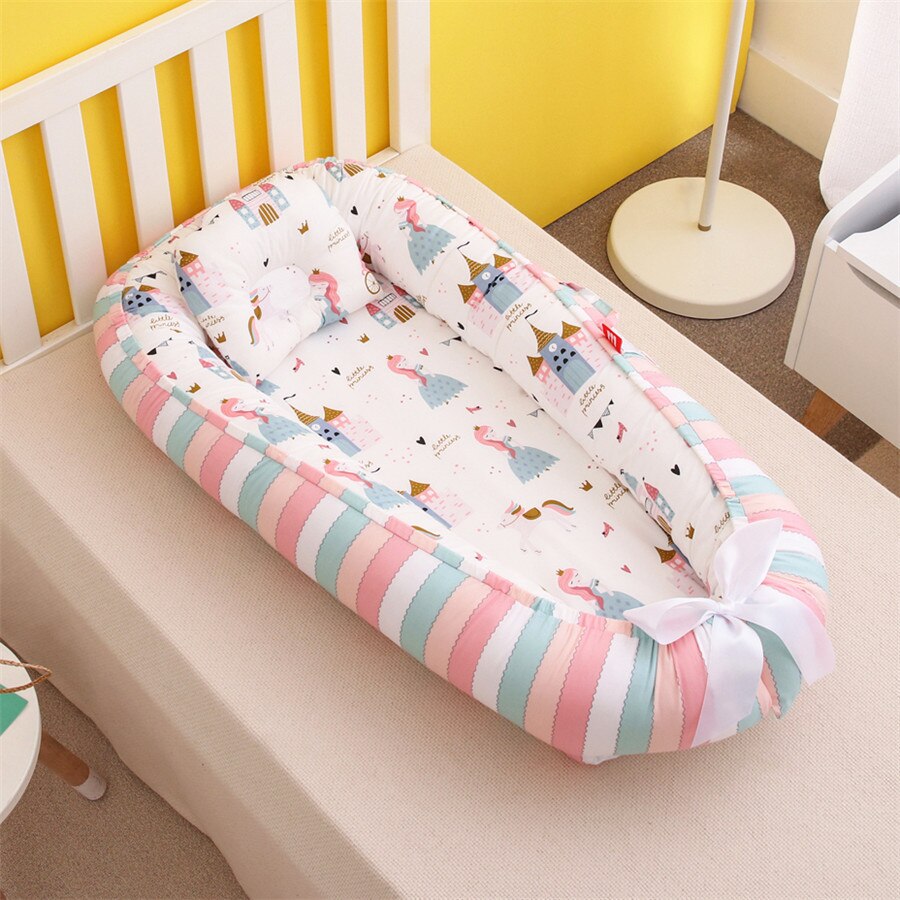 Mini berceau nordique Portable pour -né, impression de dessins animés, barrières de sommeil confortables dans le berceau pour Protection latérale, lit d&#39;enfant: 6