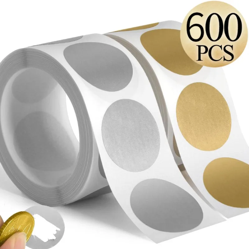 300 Stück Rubbelaufkleber, runde Form, Etiketten, Aufkleber, Gold, Silber, DIY, handgefertigt, für Spiel, Rubbelaufkleber, Etiketten, Partyzubehör